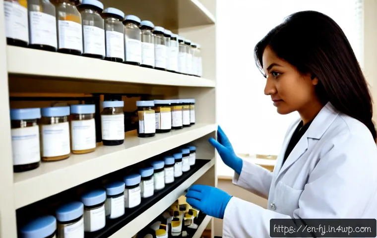 Home 17 정보 계층화와 과학적 탐구의 관계 - Photorealistic university research lab, an older female scientist in a clean lab coat carefully arra...